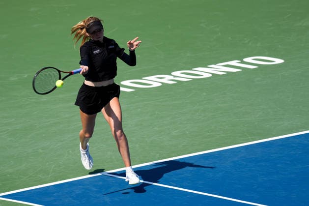 National Bank Open 2026 - Day 4 TORONTO, CANADA - AUGUST 4 : Katherine Sebov of Canada in action against Marta Kostyuk of Ukraine in the round of 64 during the WTA, Tennis Damen 1000 National Bank Open in Toronto, Ontario, Canada on August 4, 2026. Mert Alper Dervis Anadolu Ontario Canada. Editorial use only. Please get in touch for any other usage.  Copyright: x2026xAnadoluxMertxAlperxDervisx