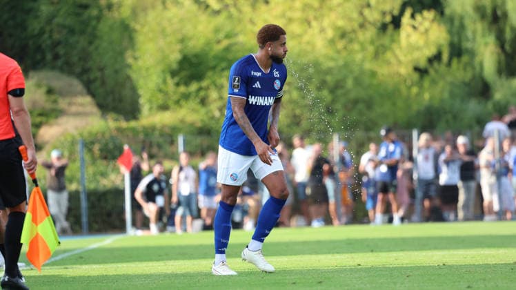 August 4, 2026, xrekx, Soccer Friendly Match, SV Elversberg vs. Racing Strasbourg, Andrew Omobamidele, Racing Strasbourg, DFL, DFB. REGULATIONS PROHIBIT ANY USE OF PHOTOGRAPHS AS IMAGE SEQUENCES AND OR QUASI-VIDEO. Haguenau