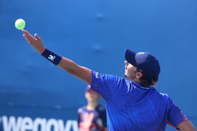 ATP, Tennis Herren Masters 1000 National Bank Open Montreal 2026 - Round of 64 - Day 4 Alexei Popyrin of Australia serves during the Men™s Singles round of 64 match against Roman Andres Burruchaga of Argentina on day 4 of the ATP Masters1000 National Bank Open at IGA Stadium. on August 4, 2026, in Montreal, Canada. (Photo by Horacio Zamora Eyepix Group) Copyright: xHoracioxZamorax xEyepixxGroupx HZ_04082026_193803