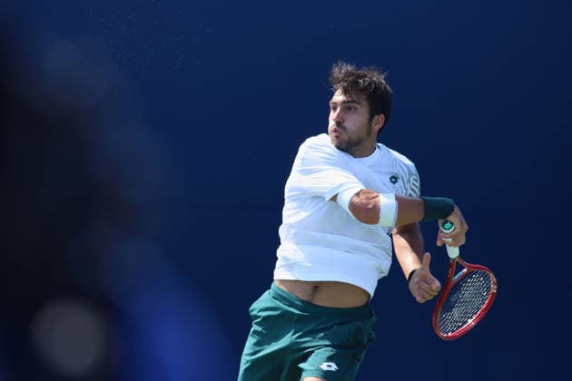 ATP, Tennis Herren Masters 1000 National Bank Open Montreal 2026 - Round of 64 - Day 4 Roman Andres Burruchaga of Argentina plays a forehand during the Men™s Singles round of 64 match against Alexei Popyrin of Australia on day 4 of the ATP Masters1000 National Bank Open at IGA Stadium. on August 4, 2026, in Montreal, Canada. (Photo by Horacio Zamora Eyepix Group) Copyright: xHoracioxZamorax xEyepixxGroupx HZ_04082026_193820