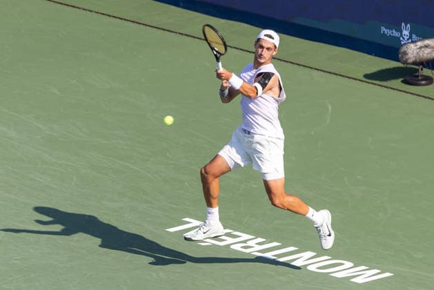 August 4, 2026, Montreal, Quebec, Canada: TERENCE ATMANE from France forehand in match against Jack Draper from Great Britain in first round at Canadian Open at IGA stadium in Montreal, Quebec, Canada on 2026-08-04 Montreal Canada - ZUMAl189 20260804_zsp_l189_077 Copyright: xYannickxLegarex