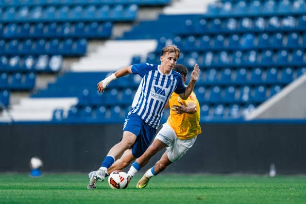 Germany Regional League Northeast 2026–2027, Matchday 3: 1 FC Magdeburg II vs. FSV 63 Luckenwalde, AVNET ARENA, Magdeburg; Mathis Fritz Frohberg, 1 FC Magdeburg II, 8 on the ball Copyright: xTomxLauruschkatx