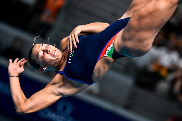 Elisa Pizzini of Italy competes in the diving 3m Springboard Women Final during the European Aquatics Championships at the Olympic Aquatic Center in Paris (France), August 4, 2026. Andrea Masini Deepbluemedia Insidefoto