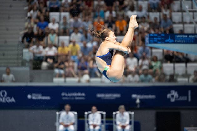 Women 3m springboard diving final European Aquatics Championships - Saint-Denis Italy s diver Elisa Pizzini competes in the women’s 3m springboard diving final event during the LEN European Aquatics Championships, at the Olympic Aquatics Centre in Saint-Denis, northeastern suburbs of Paris, on August 4, 2026. Photo by Raphael Lafargue ABACAPRESS.COM Saint-Denis France  Copyright: xLafarguexRaphael ABACAx