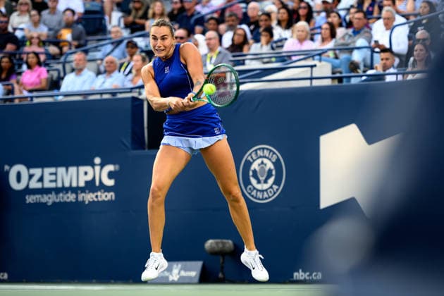 August 4, 2026, Toronto, Ontario, Canada: ARYNA SABALENKA of Belarus returns the ball during her second-round match against Moyuka Uchijima of Japan at the National Bank Open, part of the Hologic WTA, Tennis Damen Tour, at Sobeys Stadium. Toronto Canada - ZUMAr228 20260804_znp_r228_031 Copyright: xVasiliyxRyabykhx