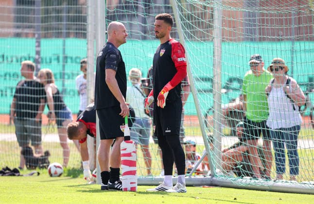 August 5, 2026, Germany, Grassau, Bundesliga, 2026–2027 season, VfB Stuttgart training camp, goalkeeper coach Kai Rabe, Fabian Bredlow
