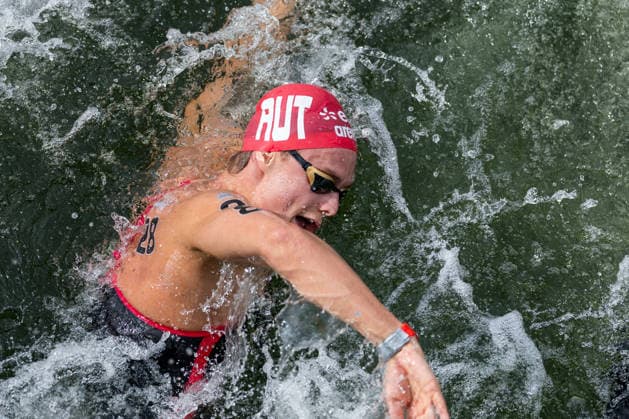 SWIMMING - EAC 2026 PARIS,FRANCE,05.AUG.26 - SWIMMING - European Aquatics Championships Paris 2026, open water, 5km, men. Image shows Luca Karl (AUT).  GEPAxpictures xPhilippxBrem