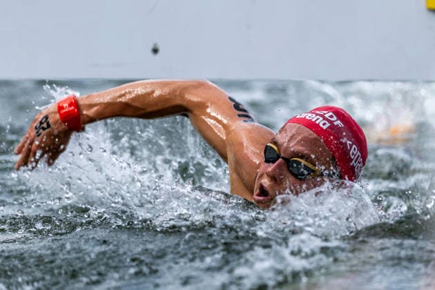 SWIMMING - EAC 2026 PARIS,FRANCE,05.AUG.26 - SWIMMING - European Aquatics Championships Paris 2026, open water, 5km, men. Image shows Luca Karl (AUT).  GEPAxpictures xPhilippxBrem