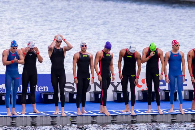 France, Paris, Centre Aquatique Olympique Metropole du Grand Paris, August 5, 2026, European Aquatics Championships – Artistic Swimming, Day 6, 5 km Open Water, Start of the Race, Photo by Eibner Pressefoto Tino Henschel European Aquatics Championships – Artistic Swimming, Day 6, 5 km Open Water, Paris Copyright: xEibnerxPressefotox