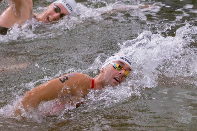 France, Paris, Centre Aquatique Olympique Metropole du Grand Paris, August 5, 2026, European Aquatics Championships – Artistic Swimming, Day 6, 5 km Open Water, Gregorio Paltrinieri of Italy, Photo by Eibner Pressefoto Tino Henschel European Aquatics Championships Artistic Swimming, Day 6, 5 km Open Water, Paris Copyright: xEibnerxPressefotox