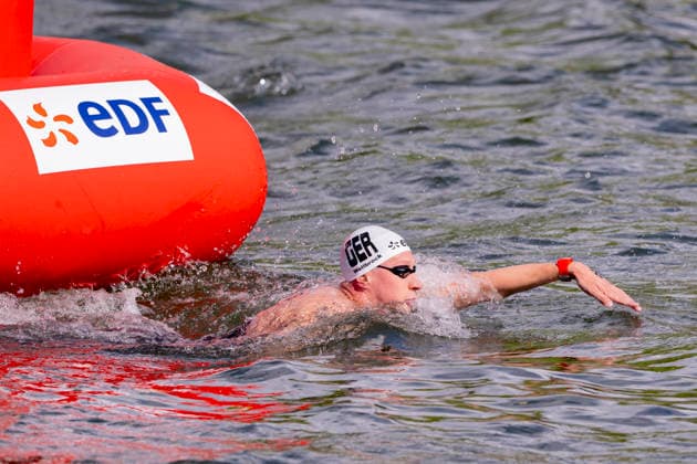 France, Paris, Centre Aquatique Olympique Metropole du Grand Paris, August 5, 2026, European Aquatics Championships – Artistic Swimming, Day 6, 5 km Open Water, Florian Wellbrock of Germany, Photo by Eibner Pressefoto Tino Henschel, European Aquatics Championships – Artistic Swimming, Day 6, 5 km Open Water, Paris Copyright: xEibnerxPressefotox