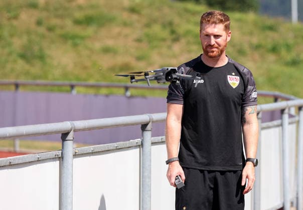 August 5, 2026, Germany, Grassau, Bundesliga, 2026–2027 season, VfB Stuttgart training camp, Marcus Fregin with Drohe