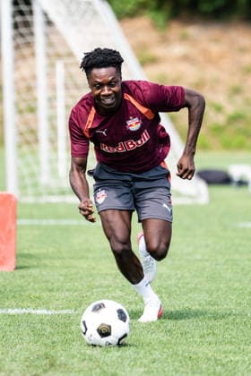 SOCCER - UEFA EL, RBS vs Pafos SALZBURG,AUSTRIA,05.AUG.26 - SOCCER - UEFA Europa League, qualification, Red Bull Salzburg vs Pafos FC, preview, training RBS. Image shows Edmund Baidoo (RBS).  GEPAxpictures xJulioxArellano