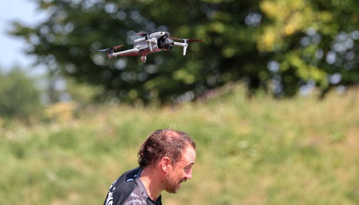 August 5, 2026, Germany, Grassau, Bundesliga, 2026–2027 season, VfB Stuttgart training camp, Matthias Schiffers with a drone