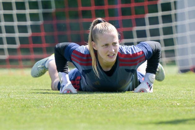 August 5, 2026, Munich, Germany Google Pixel Women s Bundesliga The FC Bayern Women s team holds a training session at the FC Bayern Campus in preparation for their friendly match against Paris FC Regina van Eijk FC Bayern Women