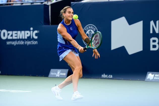 August 4, 2026, Toronto, Ontario, Canada: ARYNA SABALENKA of Belarus returns the ball during her second-round match against Moyuka Uchijima of Japan at the National Bank Open, part of the Hologic WTA, Tennis Damen Tour, at Sobeys Stadium. Toronto Canada - ZUMAr228 20260804_znp_r228_038 Copyright: xVasiliyxRyabykhx