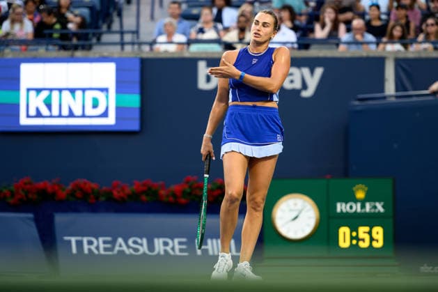 August 4, 2026, Toronto, Ontario, Canada: ARYNA SABALENKA of Belarus is seen during her second-round match against Moyuka Uchijima of Japan at the National Bank Open, part of the Hologic WTA, Tennis Damen Tour, at Sobeys Stadium. Toronto Canada - ZUMAr228 20260804_znp_r228_041 Copyright: xVasiliyxRyabykhx