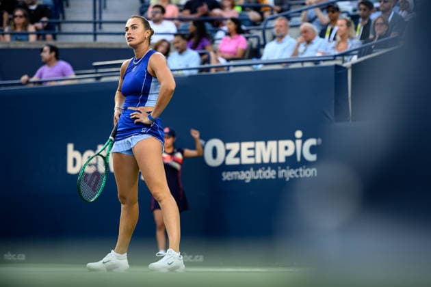 August 4, 2026, Toronto, Ontario, Canada: ARYNA SABALENKA of Belarus is seen during her second-round match against Moyuka Uchijima of Japan at the National Bank Open, part of the Hologic WTA, Tennis Damen Tour, at Sobeys Stadium. Toronto Canada - ZUMAr228 20260804_znp_r228_046 Copyright: xVasiliyxRyabykhx