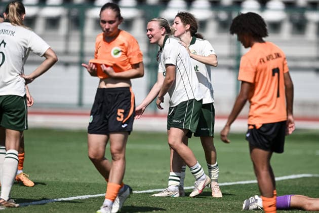 August 5, 2026: Mari Nyhagen Rosendal of Hammarby celebrates after scoring the 0-1 goal during the UEFA Women’s Champions League qualifying match between Hammarby and Apolonia on August 5, 2026 in Biella. Photo by Daniele Buffa, BILDBYRAN COP 18 XY0120 soccer football UEFA Women’s Champions League Hammarby Apolonia women’s BBENG qualifiers celebration  Copyright: DanielexBuffa BB260805BB244
