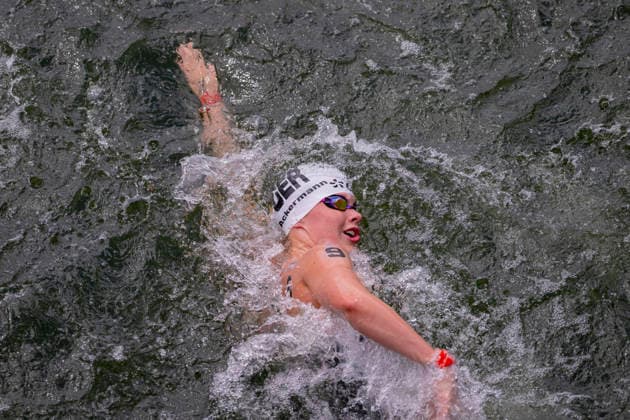 France, Paris, Centre Aquatique Olympique Metropole du Grand Paris, August 5, 2026, European Aquatics Championships – Artistic Swimming, Day 6, Women’s 5 km Open Water, Julia Ackermann of Germany, Photo by Eibner Pressefoto Tino Henschel European Aquatics Championships – Artistic Swimming, Day 6, Women’s 5 km Open Water, Paris Copyright: xEibnerxPressefotox