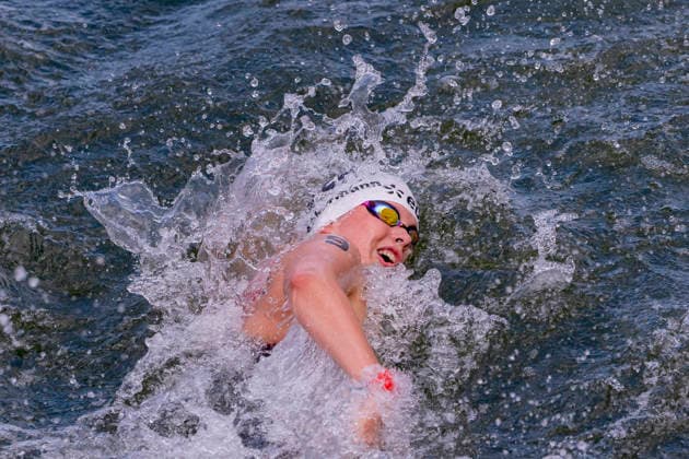 France, Paris, Centre Aquatique Olympique Metropole du Grand Paris, August 5, 2026, European Aquatics Championships – Artistic Swimming, Day 6, Women’s 5 km Open Water, Julia Ackermann of Germany, Photo by Eibner Pressefoto Tino Henschel European Aquatics Championships – Artistic Swimming, Day 6, Women’s 5 km Open Water, Paris Copyright: xEibnerxPressefotox