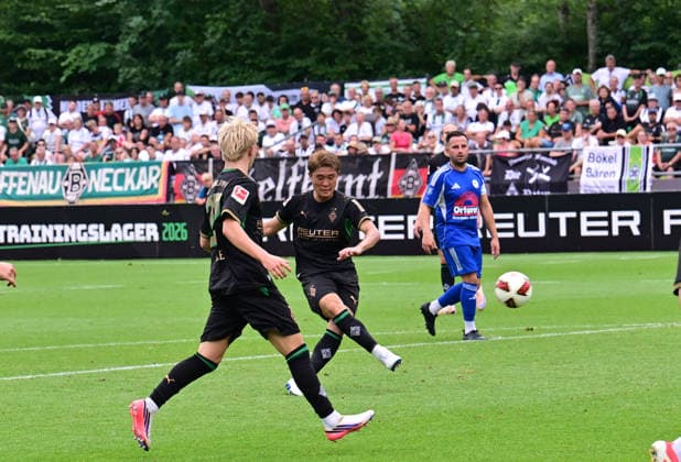 August 5, 2026, Rottach Egern Soccer, Men s, 2026–2027 season, Friendly Match: FC Rottach Egern vs. Borussia Mönchengladbach. Goal making it 0–7 for Gladbach; the midfielder takes a shot and scores, making it 0–7. DFL regulations prohibit any use of photographs as image sequences and or quasi-video. Am Birkenmoos Stadium, Bavaria, Germany
