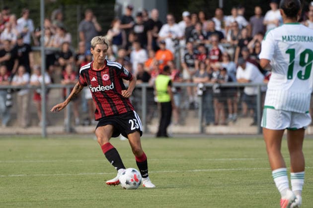 August 5, 2026, xhfmx, Soccer CLQ HF 2 Qualifying Round, Eintracht Frankfurt vs. Omonia Nicosia, Sara Doorsoun, Eintracht Frankfurt, 23 DFL DFB REGULATIONS PROHIBIT ANY USE OF PHOTOGRAPHS as IMAGE SEQUENCES and or QUASI-VIDEO Frankfurt