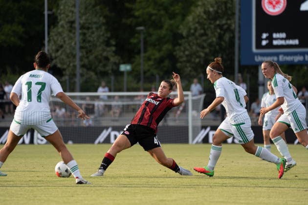 August 5, 2026, xhfmx, Soccer CLQ HF 2 Qualifying Round, Eintracht Frankfurt vs. Omonia Nicosia, from left: Noemi Ivelj, Eintracht Frankfurt, 4 DFL DFB REGULATIONS PROHIBIT ANY USE OF PHOTOGRAPHS as IMAGE SEQUENCES and or QUASI-VIDEO Frankfurt