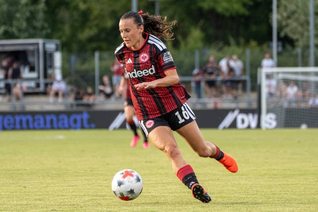 August 5, 2026, xhfmx, Soccer CLQ HF 2 Qualifying Round, Eintracht Frankfurt vs. Omonia Nicosia, Hayley Raso, Eintracht Frankfurt, 16 DFL DFB REGULATIONS PROHIBIT ANY USE OF PHOTOGRAPHS as IMAGE SEQUENCES and or QUASI-VIDEO Frankfurt