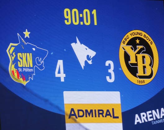 SOCCER - WCL, St.Poelten vs Bern SANKT POELTEN,AUSTRIA,05.AUG.26 - WOMEN SOCCER - UEFA Women s Champions League, qualification, SKN Sankt Poelten vs BSC YB Frauen. Image shows the scoreboard.  GEPAxpictures xWalterxLuger