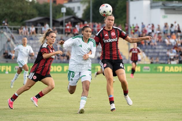 August 5, 2026, xhfmx, Soccer CLQ HF 2 Qualifying Round, Eintracht Frankfurt vs. Omonia Nicosia, Jhenesis Amaya Ellerbe, Omonia Nicosia, 6, Larissa Mühlhaus Eintracht Frankfurt, 47 DFL DFB REGULATIONS PROHIBIT ANY USE OF PHOTOGRAPHS AS IMAGE SEQUENCES AND OR QUASI-VIDEO Frankfurt