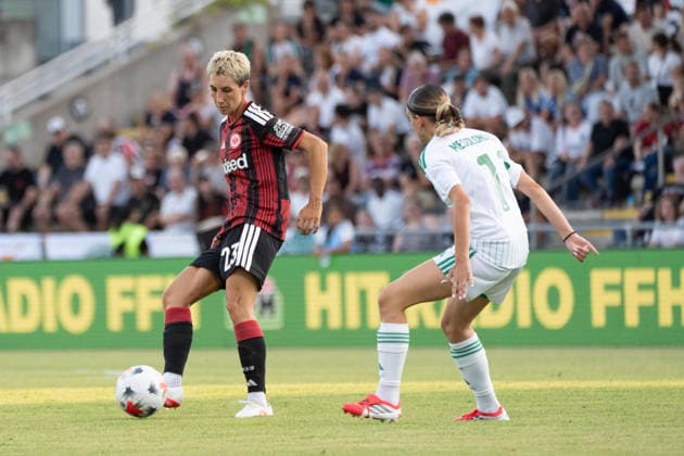 August 5, 2026, xhfmx, Soccer CLQ HF 2 Qualifying Round, Eintracht Frankfurt vs. Omonia Nicosia, Sara Doorsoun (Eintracht Frankfurt), 23 DFL DFB REGULATIONS PROHIBIT ANY USE OF PHOTOGRAPHS AS IMAGE SEQUENCES AND OR QUASI-VIDEO Frankfurt