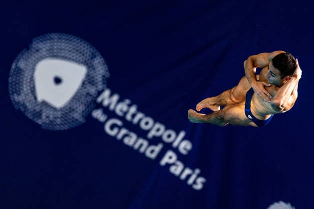 SWIMMING - EAC 2026 PARIS,FRANCE,05.AUG.26 - SWIMMING - European Aquatics Championships Paris 2026, diving, 3m springboard, men. Image shows Giovanni Tocci (ITA).  GEPAxpictures xPhilippxBrem