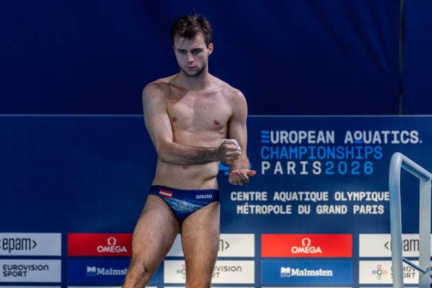 SWIMMING - EAC 2026 PARIS,FRANCE,05.AUG.26 - SWIMMING - European Aquatics Championships Paris 2026, diving, 3m springboard, men. Image shows Nikolaj Schaller (AUT).  GEPAxpictures xPhilippxBrem