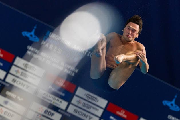 SWIMMING - EAC 2026 PARIS,FRANCE,05.AUG.26 - SWIMMING - European Aquatics Championships Paris 2026, diving, 3m springboard, men. Image shows Matteo Santoro (ITA).  GEPAxpictures xPhilippxBrem