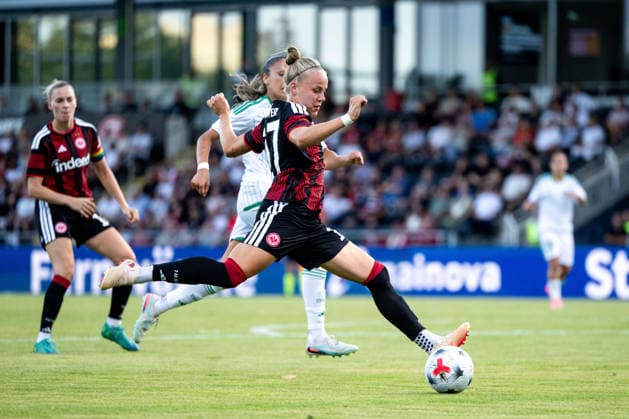 August 5, 2026, GER, Soccer, Women s, UEFA Women s Champions League, 2026–2027 season, Qualifying tournament, Semifinals, Eintracht Frankfurt vs. Omonia Nicosia, Pia Sophie Wolter (Eintracht Frankfurt), 17 on the ball, Frankfurt am Main, Stadion am Brentanobad, Hesse, Germany Copyright: xNordphoto Memmlerx