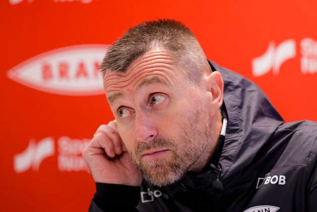 UEFA Conference League 2026 Brann Apollon Limassol Bergen 20260805 Brann coach Eirik Horneland during the press conference following the loss in the UEFA Conference League soccer match between SK Brann and Apollon Limassol at Brann Stadium. Photo: Paul S Amundsen, NTB, Bergen, Norway. EDITORIAL USE ONLY. RESTRICTED USE FOR BETTING COMPANIES.  Copyright: xPaulxS.xAmundsenx xNTBx