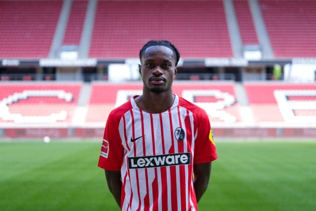 Jordy Makengo, SC Freiburg, 33, SC Freiburg 1, Bundesliga, Profile Session 2026–2027, Freiburg, Europa-Park Stadium, Baden-Württemberg, Germany Copyright: AA_STEINSIEK.CH