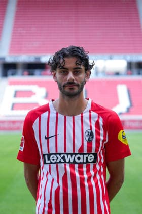 Eren Sami Dinkci, SC Freiburg, 18, SC Freiburg 1, Bundesliga, Profile Session 2026–2027, Freiburg, Europa-Park Stadium, Baden-Württemberg, Germany Copyright: AA_STEINSIEK.CH