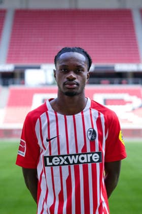 Jordy Makengo, SC Freiburg, 33, SC Freiburg 1, Bundesliga, Profile Session 2026–2027, Freiburg, Europa-Park Stadium, Baden-Württemberg, Germany Copyright: AA_STEINSIEK.CH