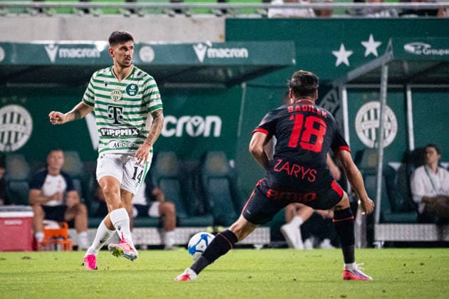 Attila Osvath and Lukas Sadilek seen during UEFA Europa League qualifying game between teams of Ferencvaros and Gornik Zabrze (Matej Sagan Ball Raw Images) Budapest Groupama Arena Slovakia Copyright: xMatejxSaganx DSC01207
