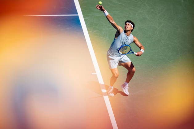 August 5, 2026, Montreal, Pq, Canada: Ben Shelton of USAÃ‚ serves the ball to Jenson Brooksby of USAÃ‚ on day four of the National Bank Open tennis tournament in Montreal on Wednesday, August 5, 2026. Canada News - August 5, 2026  - ZUMAc35_ 20260805_zaf_c35_078 Copyright: xChristopherxKatsarovx