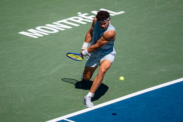 August 5, 2026, Montreal, Pq, Canada: Ben Shelton of USAÃ‚ returns the ball to Jenson Brooksby of USAÃ‚ on day four of the National Bank Open tennis tournament in Montreal on Wednesday, August 5, 2026. Canada News - August 5, 2026  - ZUMAc35_ 20260805_zaf_c35_082 Copyright: xChristopherxKatsarovx