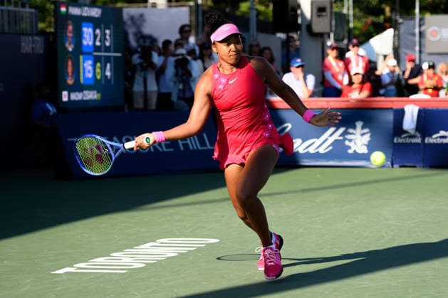 August 5, 2026, Toronto, Ontario, Canada: NAOMI OSAKA of Japan returns the ball during her second-round match against Panna Udvardy of Hungary at the National Bank Open, part of the Hologic WTA, Tennis Damen Tour, at Sobeys Stadium. Osaka defeated Udvardy 6-2, 6-4 to advance to the third round. Toronto Canada - ZUMAr228 20260805_znp_r228_040 Copyright: xVasiliyxRyabykhx
