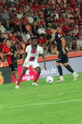 ESP RCD Mallorca vs. PSG, Trofeu Ciutat de Palma Preseason 2026–2027: Quentin Ndjantou of PSG during the Trofeu Ciutat de Palma Preseason match between RCD Mallorca and PSG, played at Estadio Son Moix, Palma de Mallorca on August 5, 2026 Palma de Mallorca, Spain Mallorca Spain Soccer Copyright: xGutix