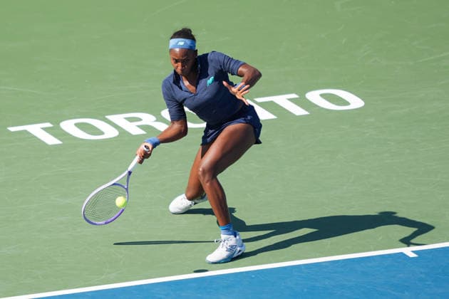 WTA, Tennis Damen Masters 1000 National Bank Open Toronto 2026 - Round of 64 - Day 5 Coco Gauff of United States plays a forehand during the Women™s Singles round of 64 match against Kayla Day of United States on day 5 of the WTA Masters 1000 National Bank Open at Sobeys Stadium on August 5, 2026, in Toronto, Canada. (Photo by Leonardo Ramirez Eyepix Group) Copyright: xLeonardoxRamirezx xEyepixxGroupx LR_04082026_08483