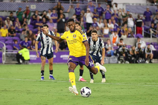 August 5, 2026, Orlando, Florida, USA: Orlando City SC midfielder TYRESE SPICER (14) scores a goal during the second half against C.F. Monterrey. Orlando City SC hosted C.F. Monterrey in phase one of Leagues Cup 2026 at Inter.Co Stadium in Orlando, FL. Orlando USA - ZUMAm299 20260805_znp_m299_012 Copyright: xTaylorxMcFeex