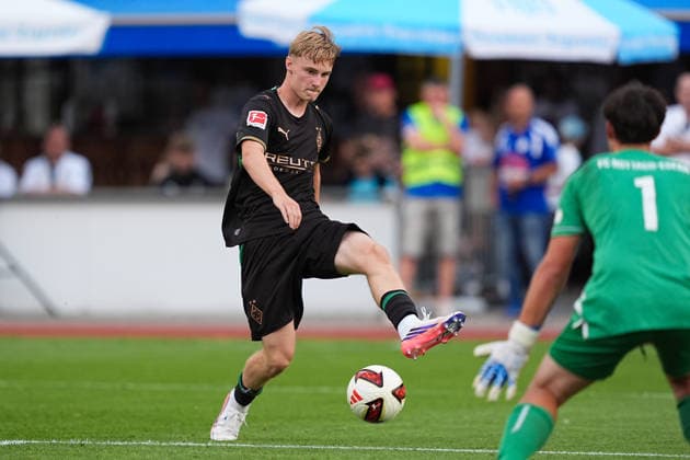 August 5, 2026, xydrx, soccer, friendly match, FC Rottach Egern vs. Borussia Mönchengladbach, 2026–2027 season, Birkenmoos Stadium, Edin Biber, Borussia Mönchengladbach, 24. DFB regulations prohibit any use of photographs as image sequences and or quasi-video Copyright: HMBxMedia YannisxDreimann