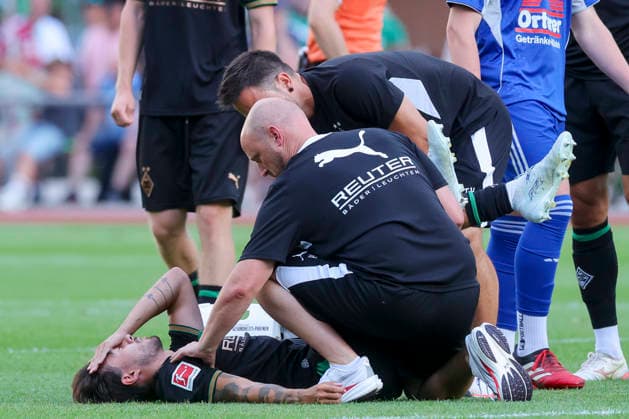 Jens Castrop of Borussia Mönchengladbach lies injured on the field and will subsequently be taken to a hospital during the friendly match between FC Rottach Egern and Borussia Mönchengladbach at Birkenmoos Stadium on August 5, 2026, in Rottach Egern, Germany Photo by Marco Steinbrenner DeFodi Images Jens Castrop of Borussia Mönchengladbach is lying injured on the field and will subsequently be taken to the hospital during the friendly match between FC Rottach Egern and Borussia Mönchengladbach at Stadion Birkenmoos on August 5, 2026 in Rottach Egern, Germany. Photo by Marco Steinbrenner, DeFodi Images. Photo by Marco Steinbrenner, DeFodi Images.