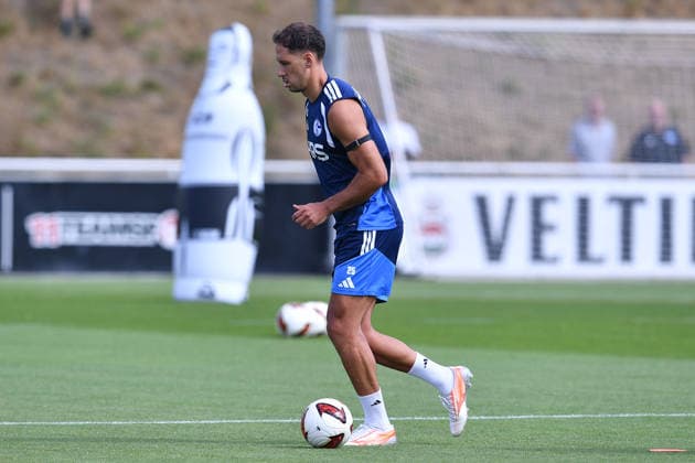 Soccer, Bundesliga 1: FC Schalke 04 training session on August 6, 2026, at the training facility at the Veltins Arena in Gelsenkirchen. Nikola Katic, Schalke xRx